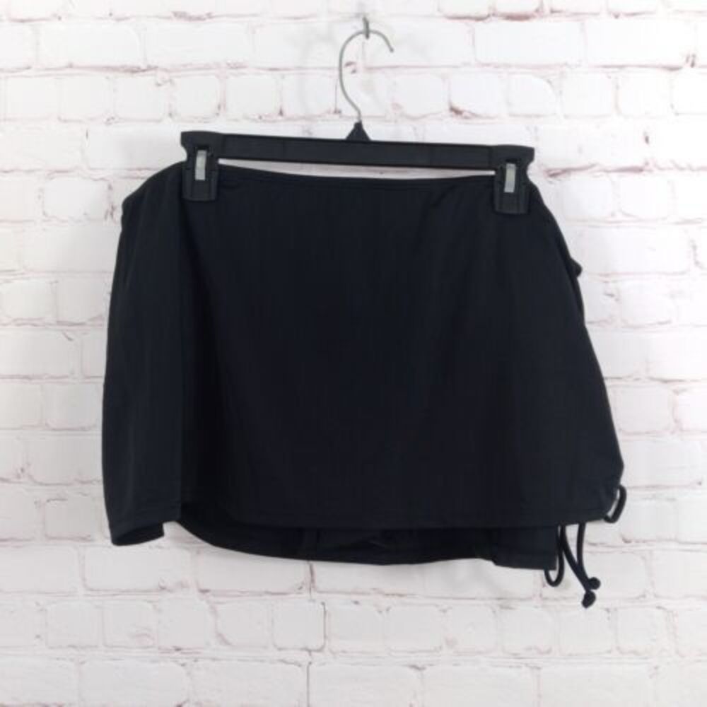 Jaclyn Smith Swim Skirt Womens 18 Black Ruched Side Bikini Bottom Swimwear